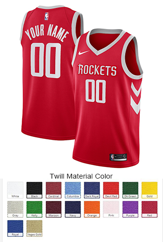 Houston Rockets Custom Letter and Number Kits for Icon Jersey Material Twill